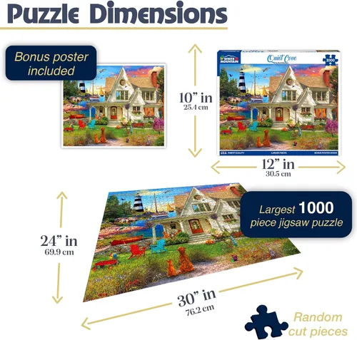 Miniatura 2 de White Mountain Rompecabezas de 1000 piezas, rompecabezas escénico de playa con piezas grandes, regalo para adultos y familia, de 24 x 30 pulgadas