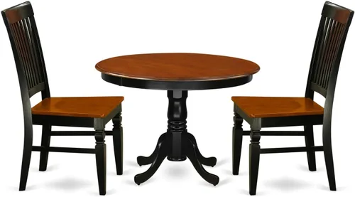 East West Furniture HLWE3-BCH-W Juego de comedor, 3 piezas