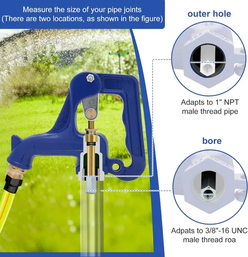 Miniatura 2 de Cabezal de hidrante de incendios para patio, se adapta a varilla de rosca macho de 3/8 "-16UNC, tubo de rosca macho NPT de 1 pulgada, para patio