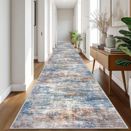 Miniatura 254 de IOHOUZE Alfombra abstracta lavable de 3 x 12 pies para pasillos, antideslizante para cocina, camino de entrada de lana sintética para interiores
