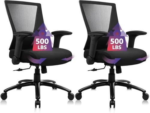 Miniatura 18 de CLATINA Silla de oficina grande y alta de 500 libras, sillas ergonómicas de malla resistente con soporte lumbar ajustable y asiento ancho y cómodo