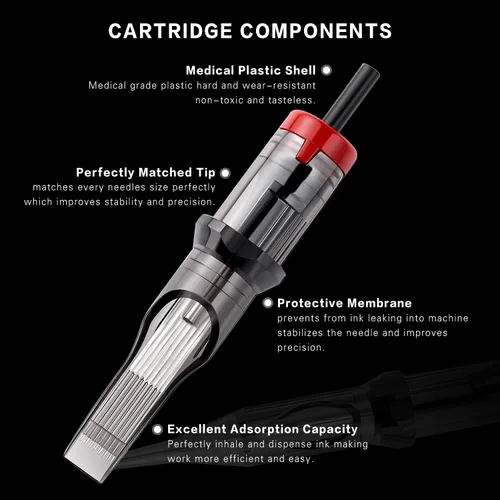 Miniatura 2 de Cartuchos de aguja de tatuaje DESCUBRE 20 cartuchos desechables de aguja de tatuaje con cartuchos de seguridad de membrana, paquete estándar Magnum