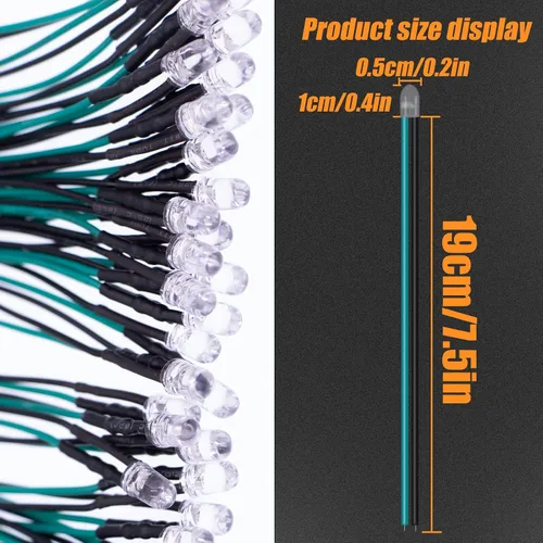 Miniatura 3 de 35 luces LED verdes precableadas, diodos LED verdes ultra brillantes de 12 V precableados de 0.197 in con resistencia incorporada para proyectos