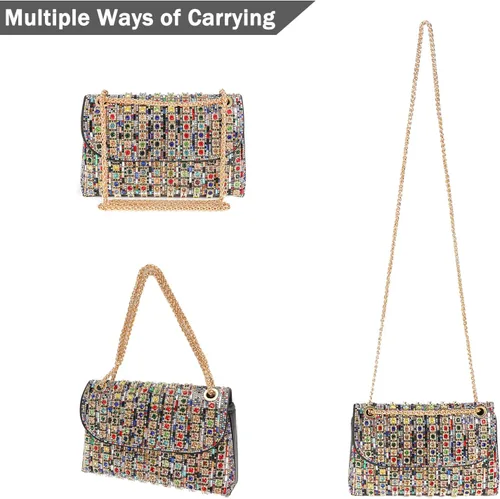 Miniatura 5 de Bolso de mano de noche con diamantes de imitación brillantes para mujer, bolso de hombro para boda, fiesta, baile de graduación