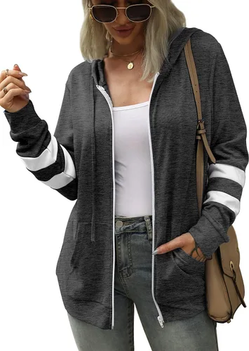 Miniatura 2 de Bofell Sudaderas con capucha de manga larga con cremallera y bolsillo para mujer