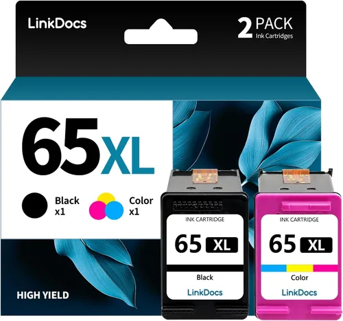 LinkDocs Paquete combinado de cartuchos de tinta 65XL remanufacturados de repuesto para HP Ink 65 N9K04AN N9K03AN utilizado con tinta HP Deskjet