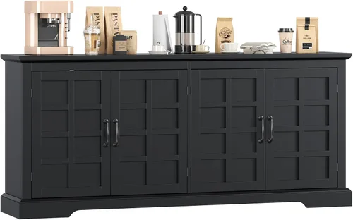 Miniatura 11 de VVFLU 55" Modern Farmhouse Buffet Cabinet with Storage, Coffee Bar Cabinet with 2 Drawers and 4 Barn Doors, Sideboard Storage Cabinet for Kitchen
