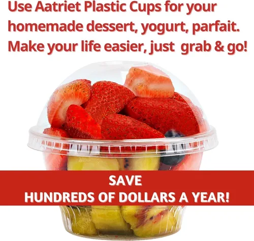 Miniatura 7 de Tazas de postre de plástico transparente con tapa, 30 juegos de cuencos desechables para helado, parfait, pudín de plátano, gelatina y postres