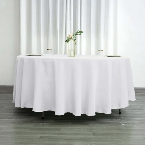 Miniatura 3 de Efavormart - 5 manteles redondos de poliéster de 108 pulgadas para bodas, fiestas, banquetes, restaurantes, 5 unidades, color blanco
