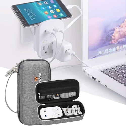 Miniatura 4 de Aproca Funda compatible con el kit de adaptador de viaje Ceptics World, bolsa de almacenamiento portátil para accesorios, color gris (solo funda)