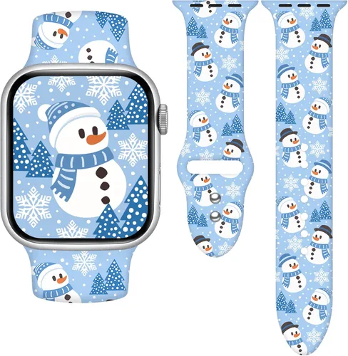 Miniatura 32 de Correa de reloj Holidays compatible con Apple Watch Series 11 10 9 8 7 6 5 4 3 Ultra SE para mujeres y hombres, correa de calabaza de silicona suave