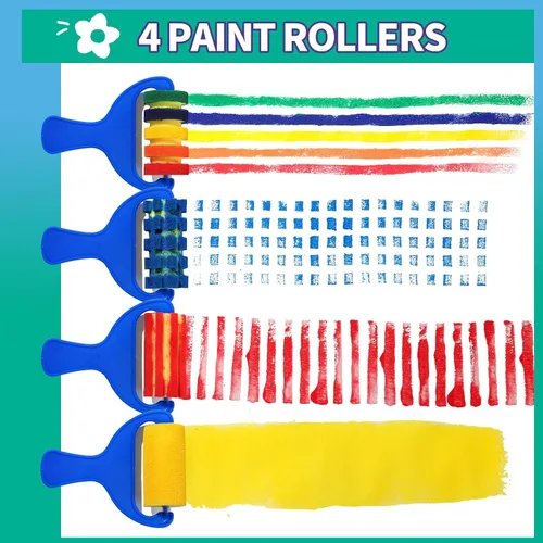 Miniatura 3 de YGDZ Pinceles de esponja para niños, 39 piezas de pinceles de esponja para niños pequeños, sellos de pintura de espuma, herramientas de dibujo