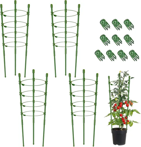Miniatura 9 de Legigo Paquete de 3 jaulas de soporte para plantas, jaulas de tomate para jardín, estacas ajustables de 18 pulgadas para plantas enrejadas, anillos