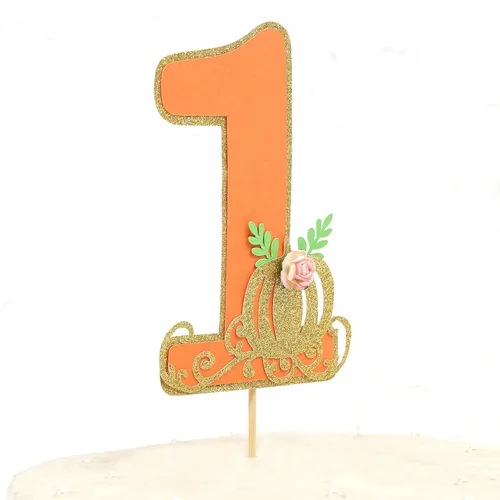 Miniatura 8 de Decoración para pastel de calabaza pequeña – Decoración para tarta de primer cumpleaños para niño/niño, decoración de fiesta de primer cumpleaños