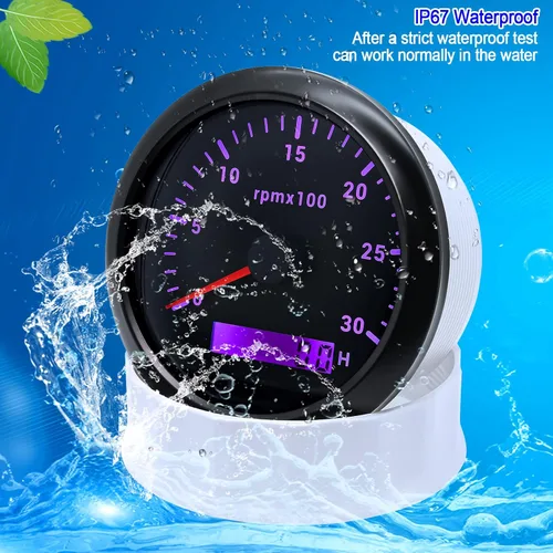 Miniatura 4 de ARTILAURA Tacómetro para Barco Tacometro 85mm 3-3/8" 3000 RPM Medidor 7 Colores Impermeable para Marino Coche AUTO Camión 9-32V (Negro)