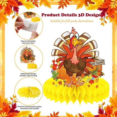 Miniatura 19 de 9 piezas de decoración de centro de mesa de otoño, decoración de mesa para fiesta de otoño, centro de mesa de Acción de Gracias, centro de mesa