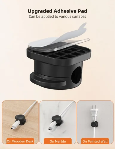 Miniatura 5 de Soporte para cables, paquete de 6 clips magnéticos para organizar cables, organizador de cables para mesita de noche, soporte de cable de carga
