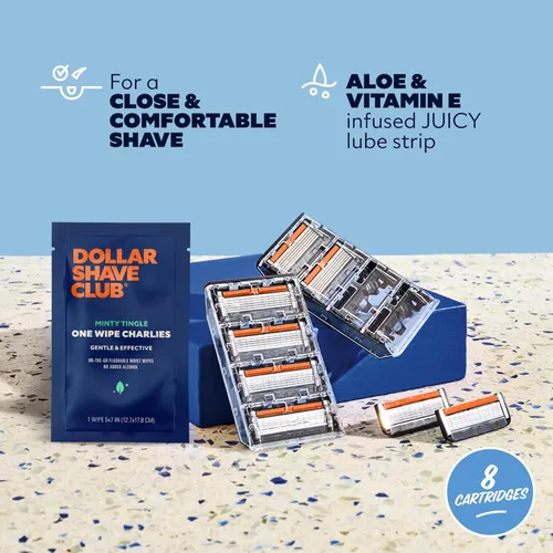 Miniatura 2 de Dollar Shave Club 6 repuestos de maquinilla de afeitar (8 unidades) 6 cuchillas de acero inoxidable para un afeitado cercano y cómodo, 1 una