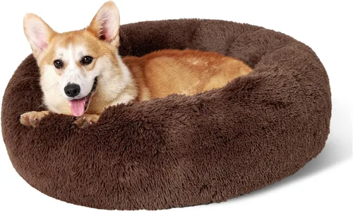 Miniatura 56 de Bedsure - Cama relajante para perro mediano, lavable, tipo dona, cama para gato, antideslizante, redonda, afelpada, mullida, de piel sintética