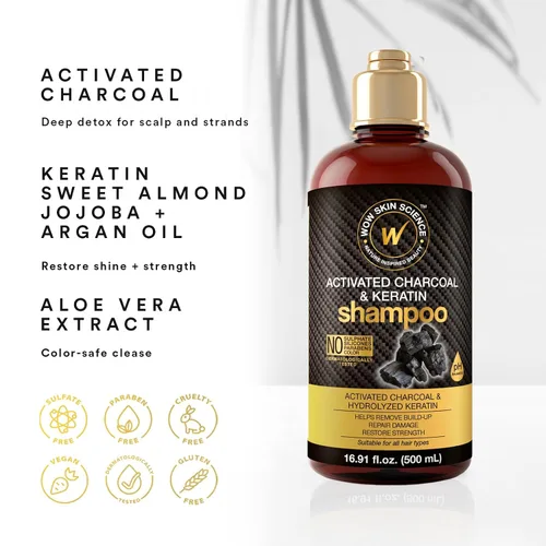 Miniatura 3 de WOW Skin Science Champú de carbón activado y queratina 16.9 oz