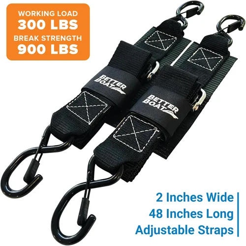 Miniatura 5 de Boat Tie Down Straps to Trailer, 2 Inch x 48 Inch Marine Grade Transom Straps, Heavy Duty Manual Buckle Clasp, Short, Boat Tie Downs for Trailer