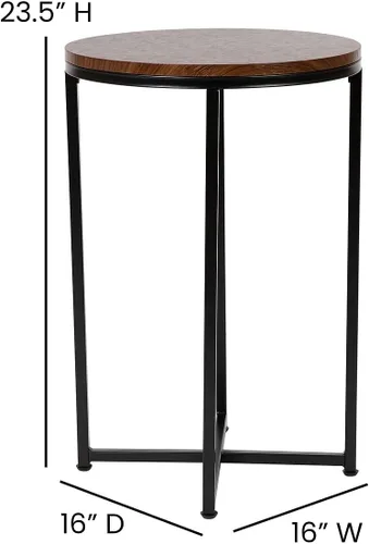 Miniatura 3 de Flash Furniture Hampstead Collection - Mesa auxiliar moderna con acabado de nogal - Marco negro mate entrecruzado