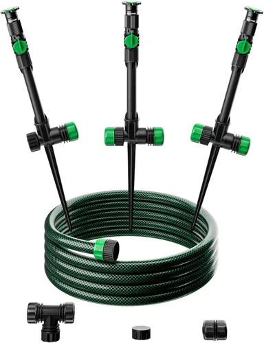 Sistema de Aspersor Flexible Restmo con Base de Punta de Metal, Kit de Riego DIY sobre el Suelo, Juego de Aspersores de Césped Multiajustable, Ideal