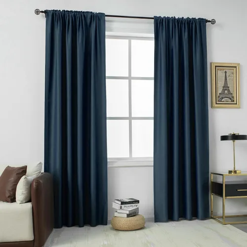 Miniatura 71 de DUALIFE Cortinas opacas de 45 pulgadas de largo, 2 paneles para ventanas pequeñas de dormitorio, aislamiento térmico, bolsillo para barra, cortinas