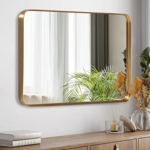 Miniatura 37 de NicBex Espejo de tocador de baño de 32 x 22 pulgadas, espejo de pared con marco de aleación para tocador de baño, dormitorio, pasillo y decoración