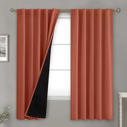 Miniatura 120 de BGment Cortinas 100% opacas beige de 63 pulgadas de largo con forro aislante térmico, bolsillo para varilla y lengüeta trasera de doble capa