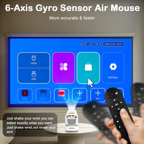 Miniatura 8 de WOOPKER Mini proyector HY260 Pro actualizado con WiFi y Bluetooth 5.4, enfoque automático/Keystone, soporte nativo 1080P para 4K, control remoto Air