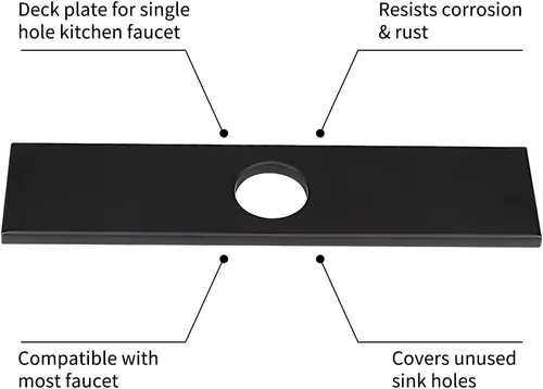 Miniatura 3 de Placa negra para fregadero de cocina, placa de cubierta de orificio de acero inoxidable de 10 pulgadas para grifo de fregadero de baño de 1 o 3 Negro