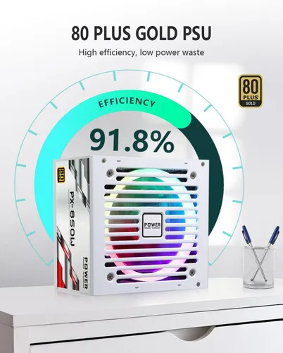 Miniatura 2 de 850W PSU – Fuente de alimentación totalmente modular de 850 vatios, 80 Plus Gold, ventilador RGB silencioso, condensadores de 105°C, alta eficiencia
