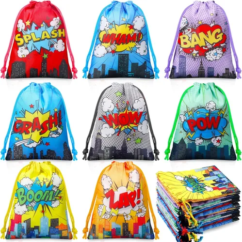Honoson 24 bolsas de regalo de fiesta de héroes, bolsas de regalo con cordón para Navidad, cumpleaños, boda, baby shower, aula, premios, suministros
