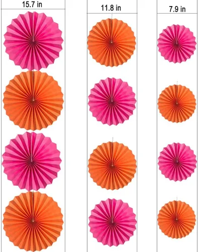 Miniatura 2 de MOWO Abanicos de papel negro para colgar decoración (negro, 6 piezas)