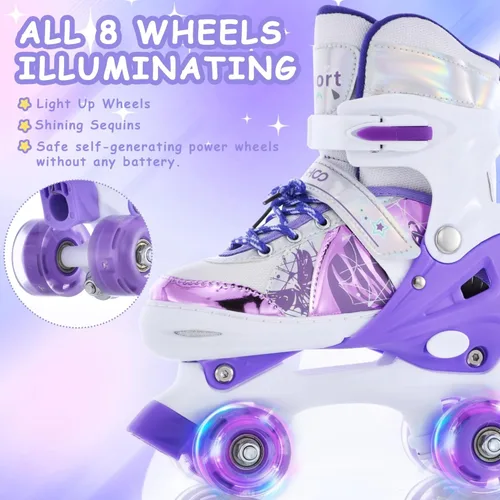 Miniatura 4 de TOMSHOO Patines de ruedas para niños y niñas de 3 a 5, 5 a 8, 6 a 12, 4 tamaños, patines ajustables con ruedas iluminadas, para regalo de cumpleaños