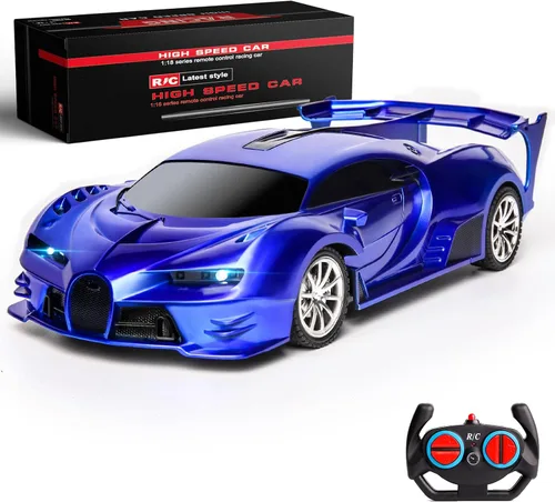 Miniatura 7 de Coche de control remoto recargable de alta velocidad 1/18 RC coches juguetes para niños y niñas, Hobby de carreras de vehículos con faro, regalos