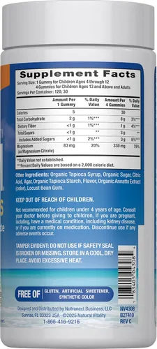 Miniatura 2 de Natural Vitality Gomitas de magnesio calmantes 330 mg por porción Suplemento con sabor a naranja Sin gluten y vegano 120