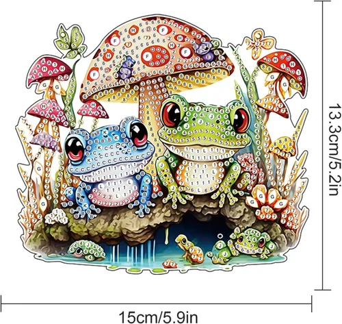 Miniatura 2 de AiYuanzsh DIY 5D Mushroom Frogs Kits de pintura de diamantes Letrero colgante de arte de pared Arte de diamante Colgante de ventana Colgante de Dos