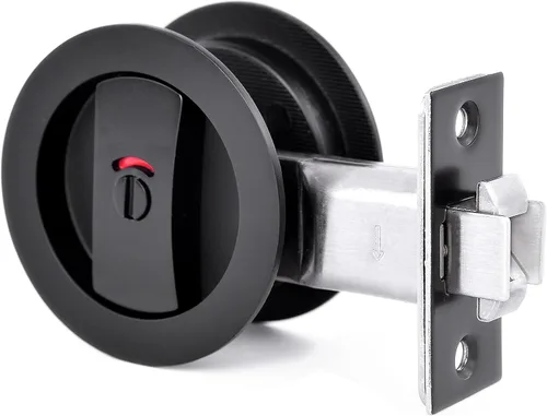 Dontay Cerradura de puerta de bolsillo, indicadores codificados por colores, pestillo de manijas de privacidad (cama/baño), fondo de 2-3/8 pulgadas,