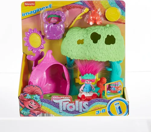 Miniatura 7 de Fisher-Price Imaginext DreamWorks Trolls Toys Flower Fun - Juego de campamento con figura de amapola para juegos de simulación para niños a partir