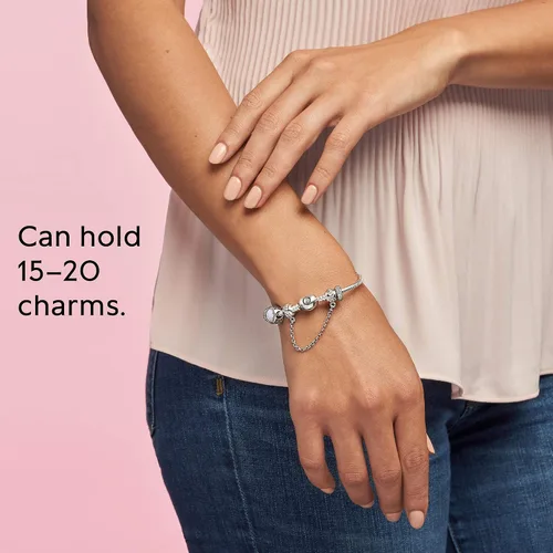 Miniatura 7 de Pandora Moments - Pulsera de cadena de serpiente con cierre de corazón, pulsera para mujer, compatible con momentos, con caja de regalo
