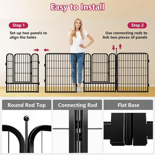 Miniatura 3 de Corralito para perros para interiores, valla portátil para perros de 32 pulgadas de altura, 10 paneles para mascotas, corral exterior para patio
