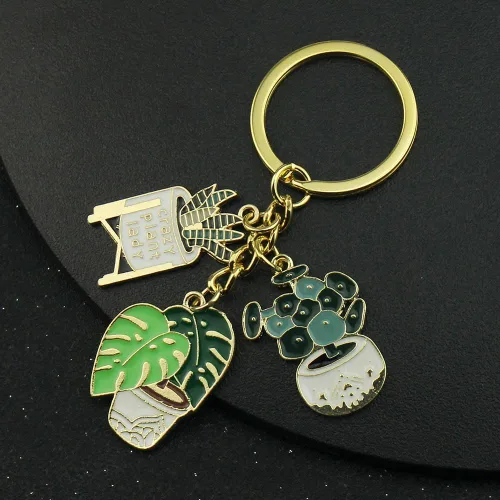 Miniatura 4 de Caiyao Golden Ladies - Llavero con forma de suculenta en maceta, lindo llavero para bolsa, monederos, llaves, accesorios de bricolaje, Verde