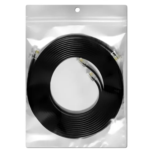 AmzDeals - Paquete de 2 cables rectos RJ12 6P6C de 5 pies, color negro, cable de línea de datos y voz de grado profesional, fabricado en Estados