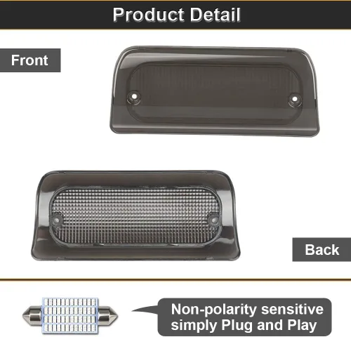 Miniatura 6 de Urite2GO 3ª tercera luz de freno lente ahumada cabina extendida solo compatible con Chevy S10 GMC Sonoma 1994-2003 montaje alto montaje lámpara