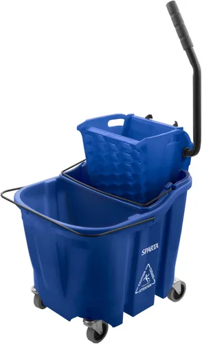 Carlisle FoodService Products Omnifit - Cubo para trapeador con escurridor de prensa lateral e inserto de agua sucia para limpieza de pisos, Azul