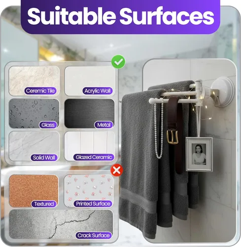Miniatura 3 de Safe-er-Grip Changing Lifestyles Drip Dry - Estante de secado portátil, color blanco con 3 brazos móviles, barra de toalla con ventosa con brazo