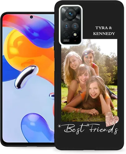 Miniatura 14 de Funda de teléfono personalizada para Redmi Note 11 Pro (5G) y Note 12 Pro 4G con nombre de collage de fotos múltiples, funda de silicona negra