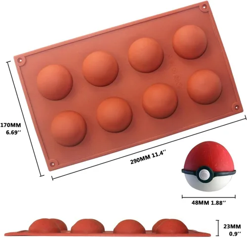 Miniatura 4 de FUNSHOWCASE Molde de silicona de medio círculo, molde para hornear bomba, para té, tamaño surtido, 4 pulgadas, hemisferio, 4 tamaños, pequeño